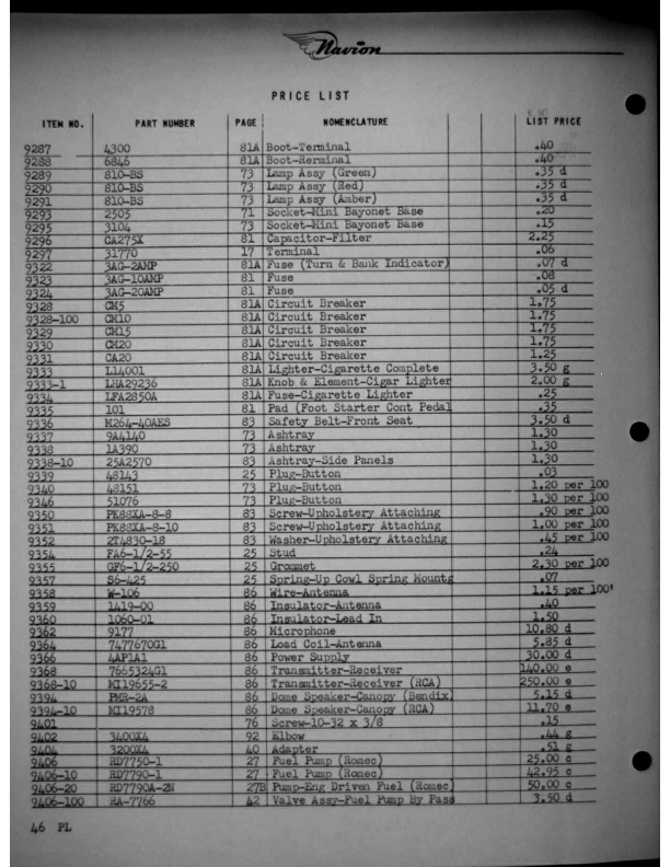 Navion-Parts Catalog page189